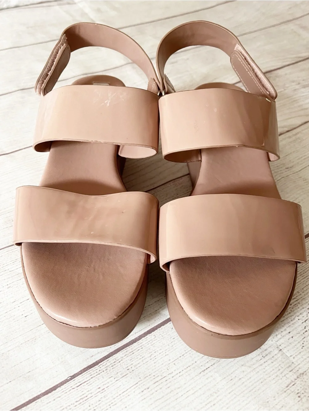 Steve Madden Rachel blush patent platform sandals 9
